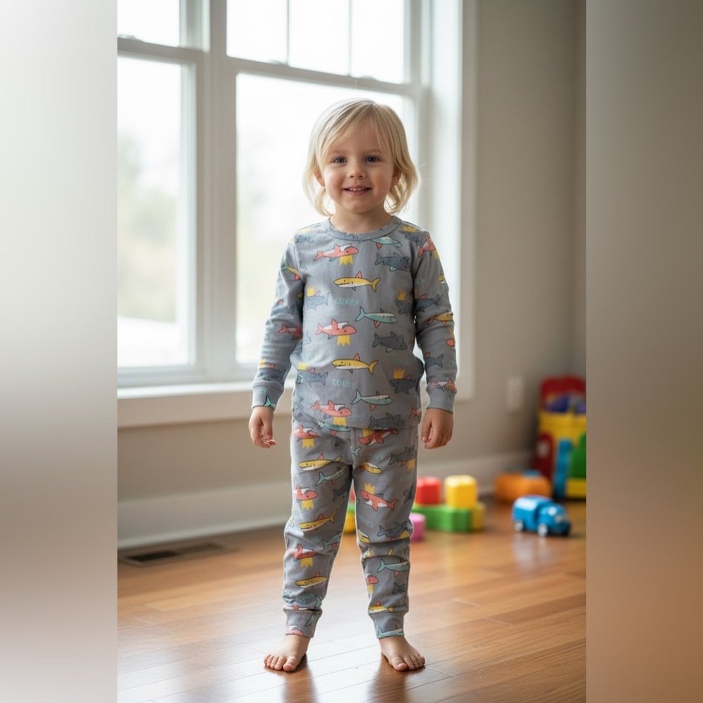 George Shark Pajama Set Boys 4–5T Gray Blue Two-Piece Sleepwear